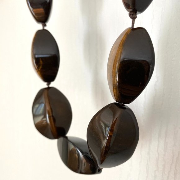 Banana Republic Chunky Dark Brown Beaded Statement Necklace - Picture 4 of 14